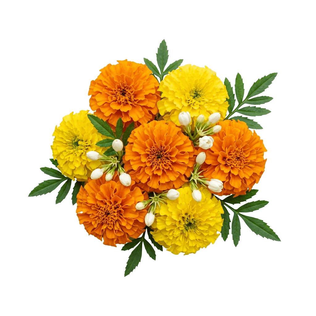 Sacred Marigold Flower Cluster Decor
