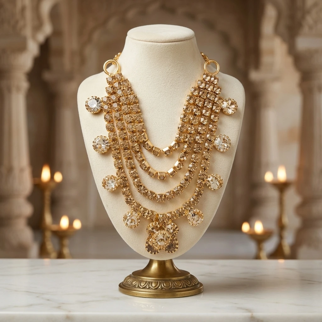 AcyutaPriya Necklace - Handcrafted Deity Mukut & Shringar Jewellery for Thakur Ji | Hare Krsna Attires