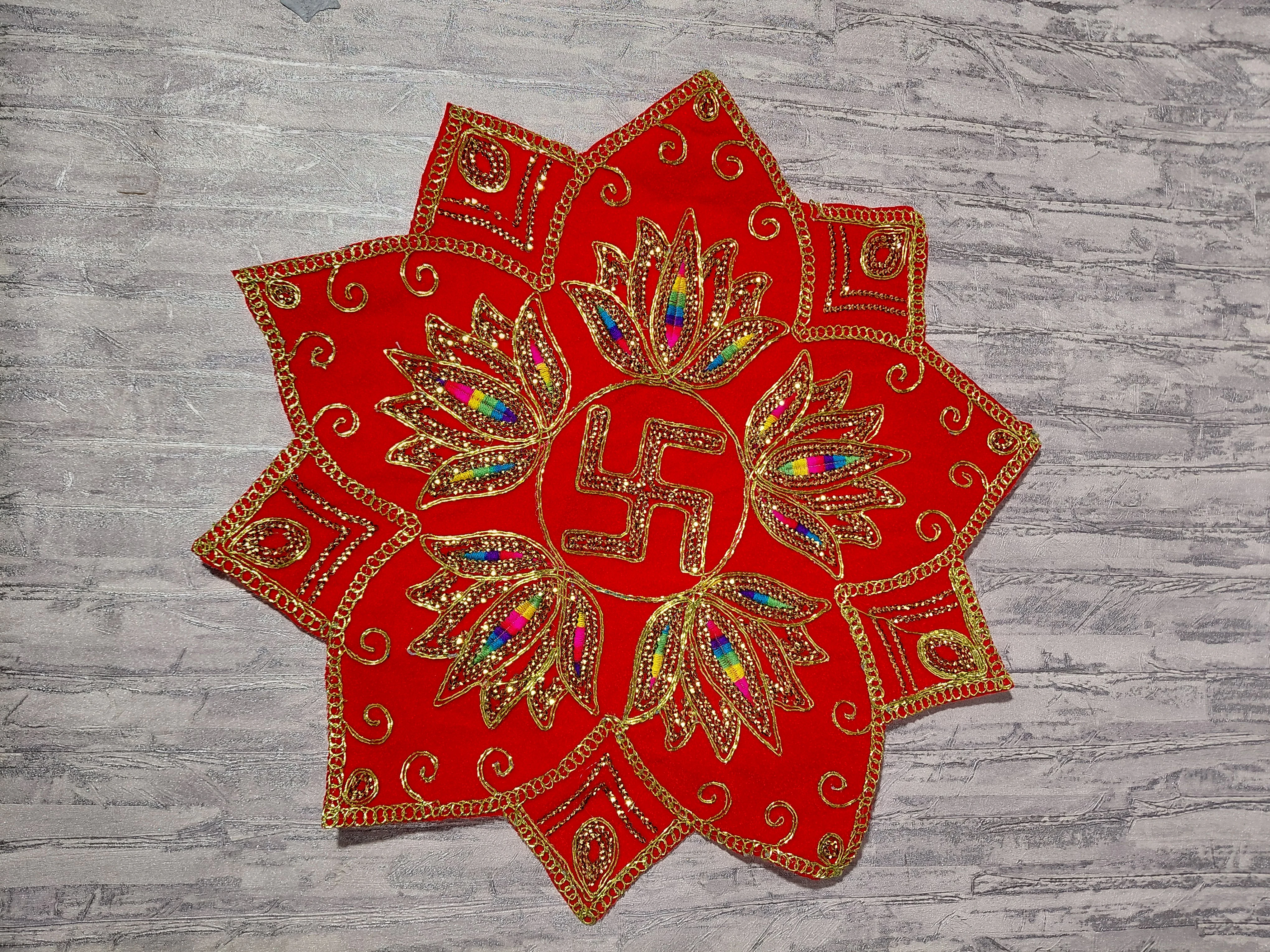 Gandharvika Swastik Altar Mat – Braj Dham Edition angle 5