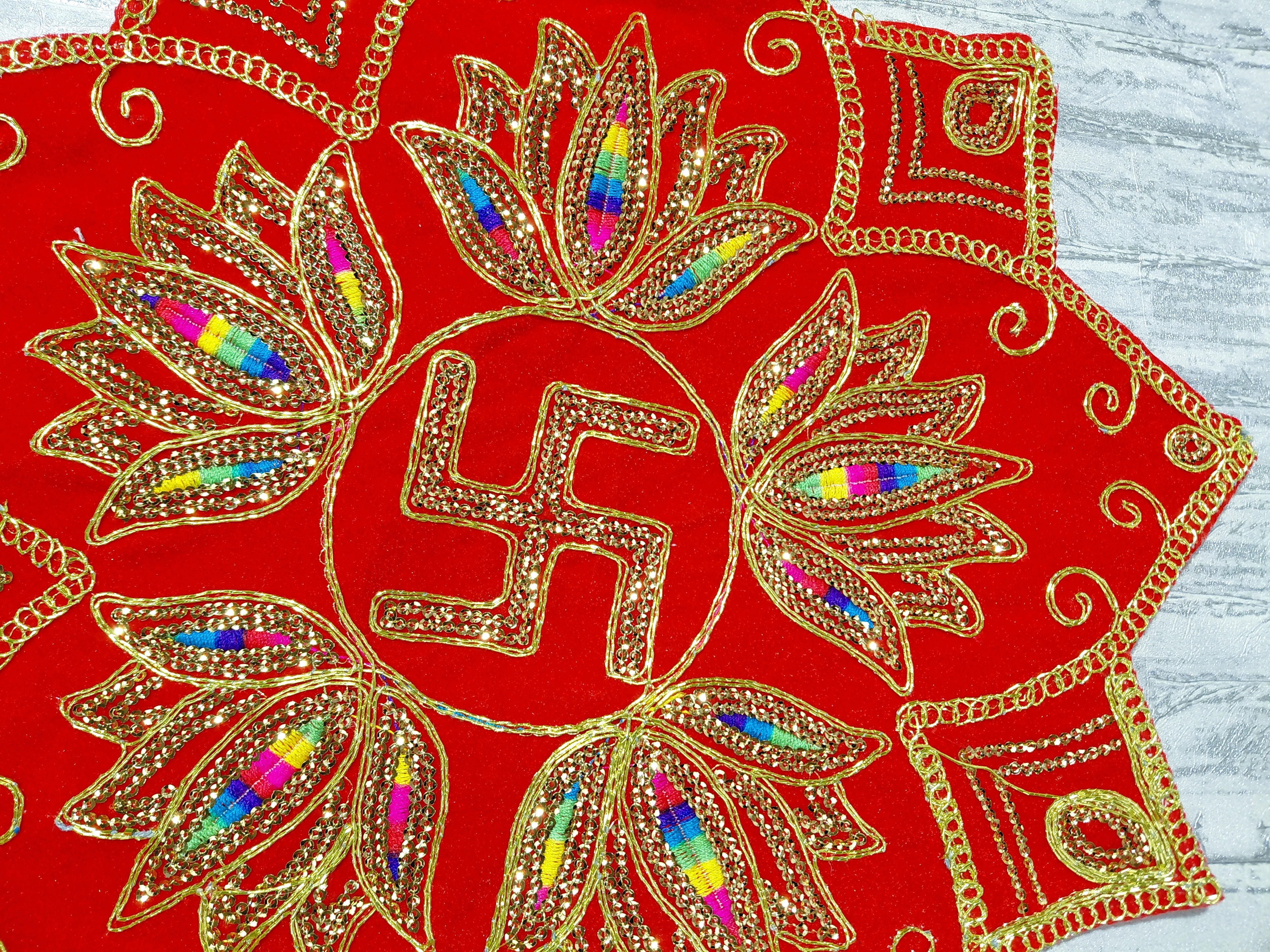 Gandharvika Swastik Altar Mat – Braj Dham Edition angle 6
