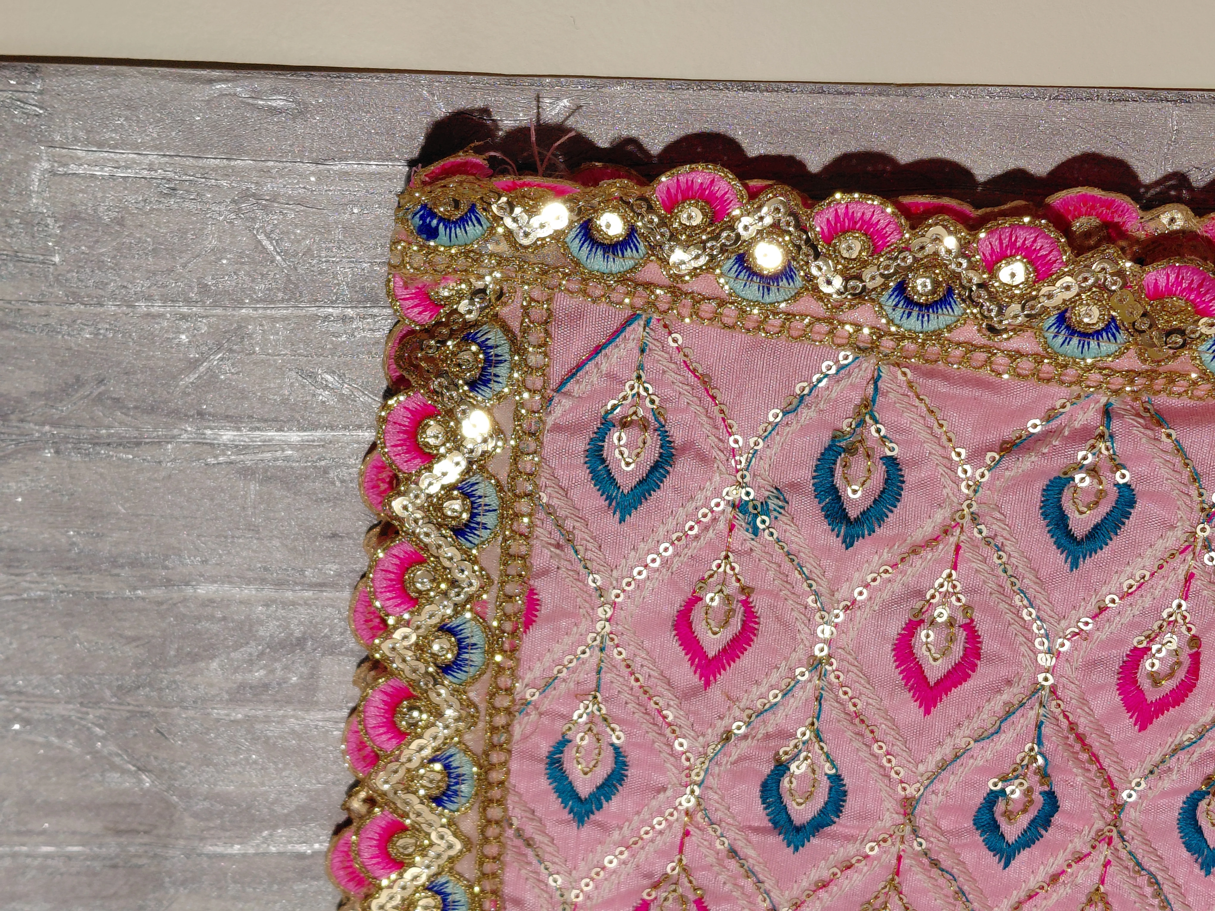 Rādhā Rāņi Mahotsava Vastram – Festive Embroidered Temple Cloth angle 16