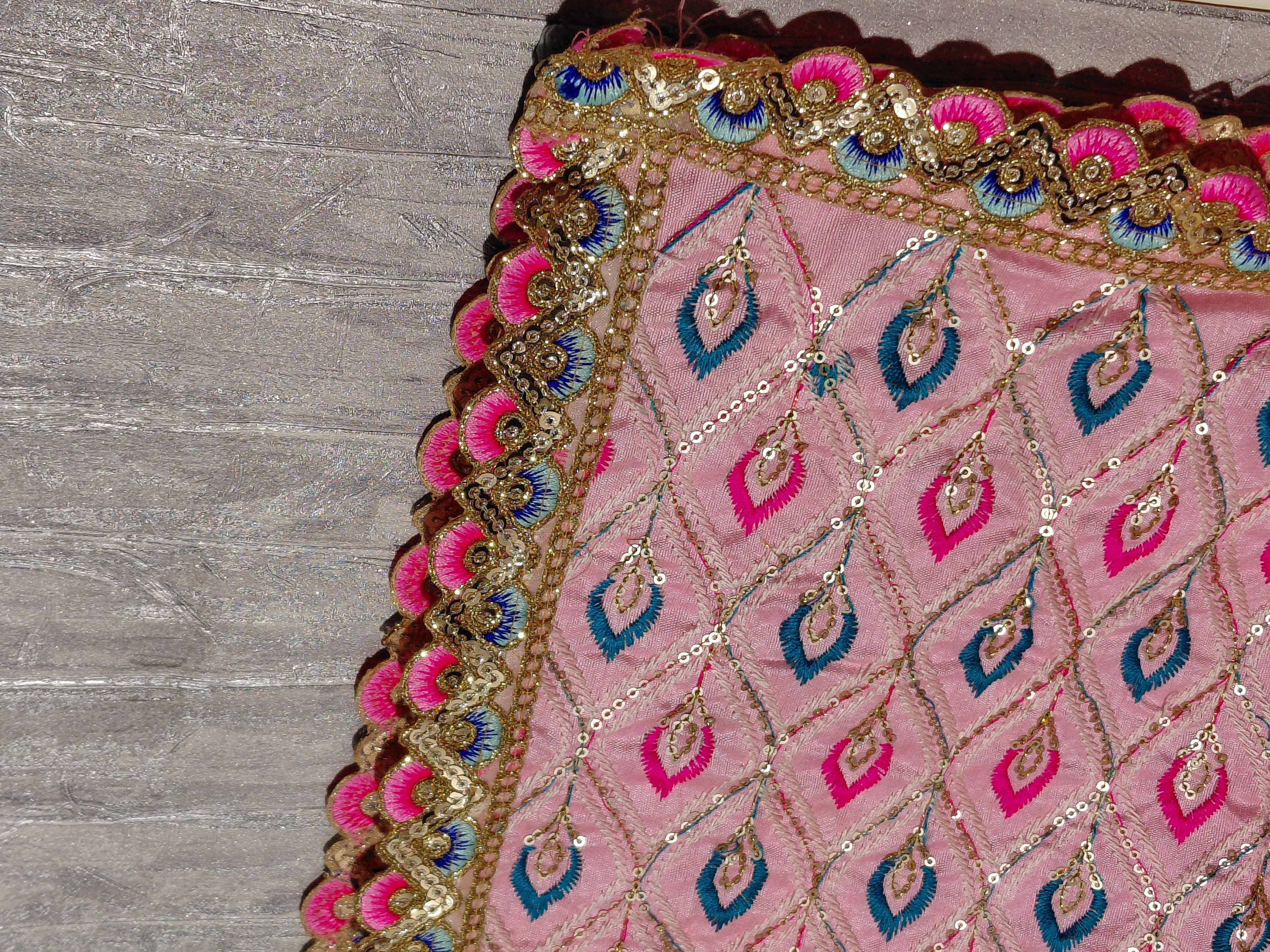 Rādhā Rāņi Mahotsava Vastram – Festive Embroidered Temple Cloth angle 19