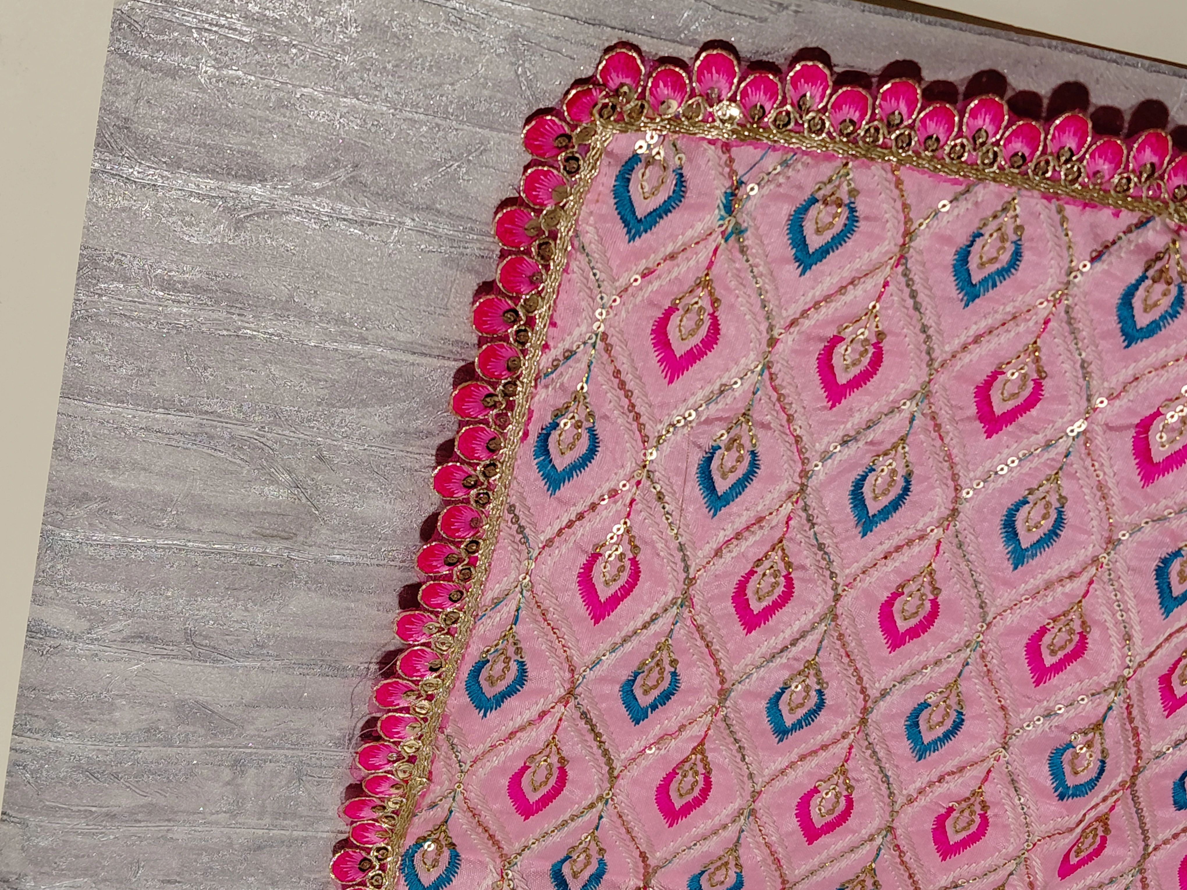 Rādhā Rāņi Mahotsava Vastram – Festive Embroidered Temple Cloth angle 9