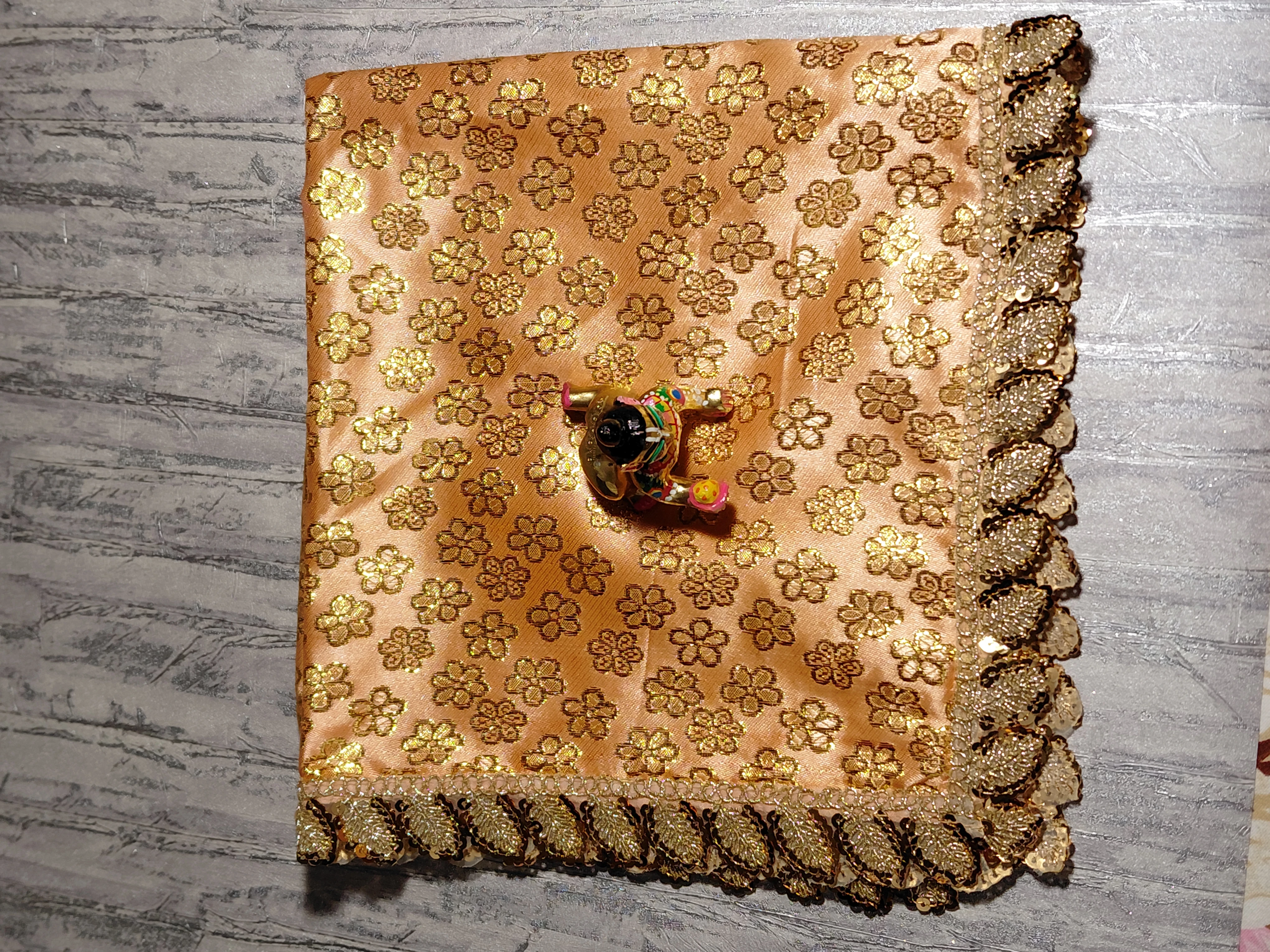 Vrndāvaneśvarī Kusuma Vilāsa Vastram – Premium Floral Temple Cloth angle 11
