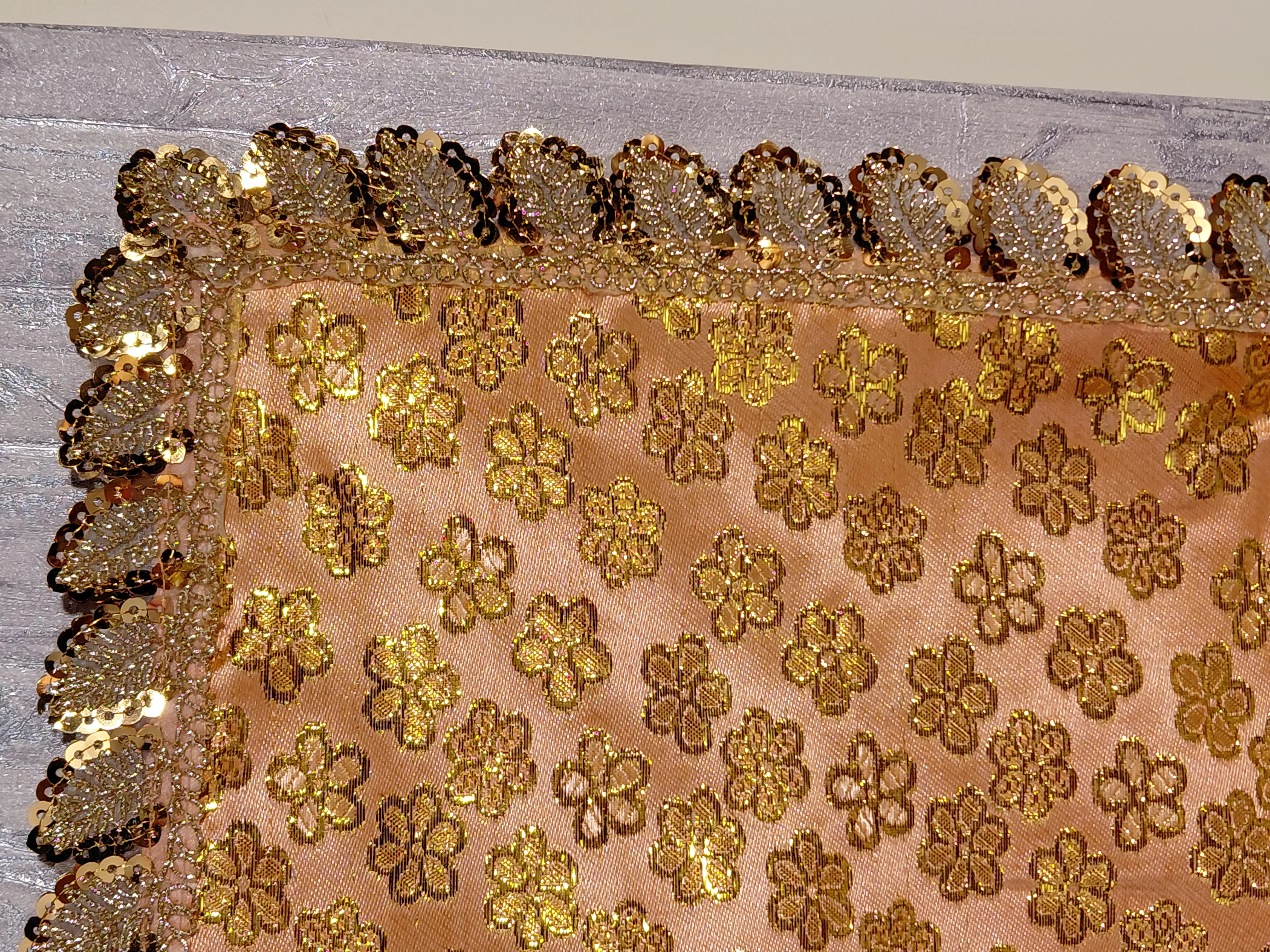 Vrndāvaneśvarī Kusuma Vilāsa Vastram – Premium Floral Temple Cloth angle 4