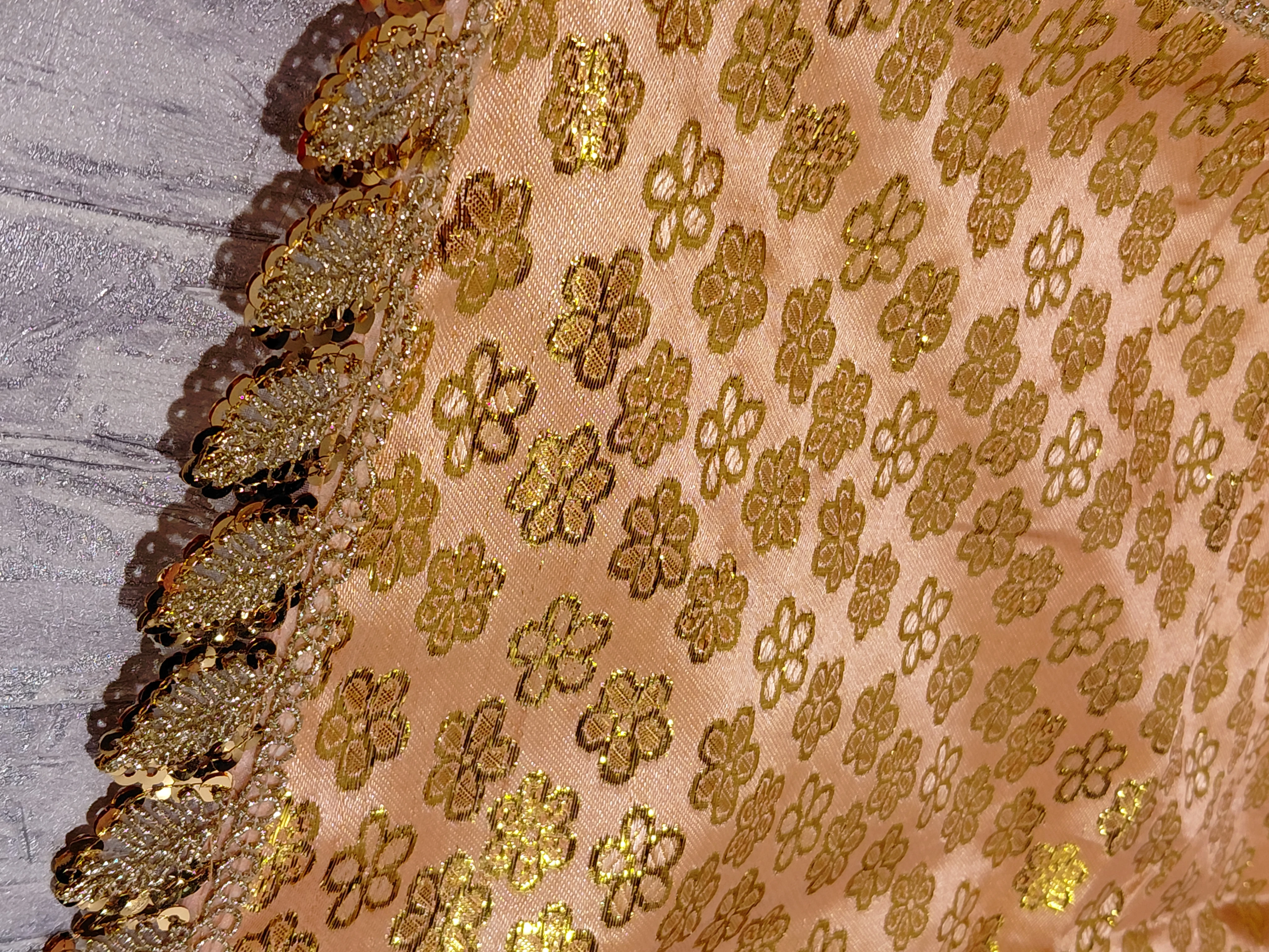Vrndāvaneśvarī Kusuma Vilāsa Vastram – Premium Floral Temple Cloth angle 5