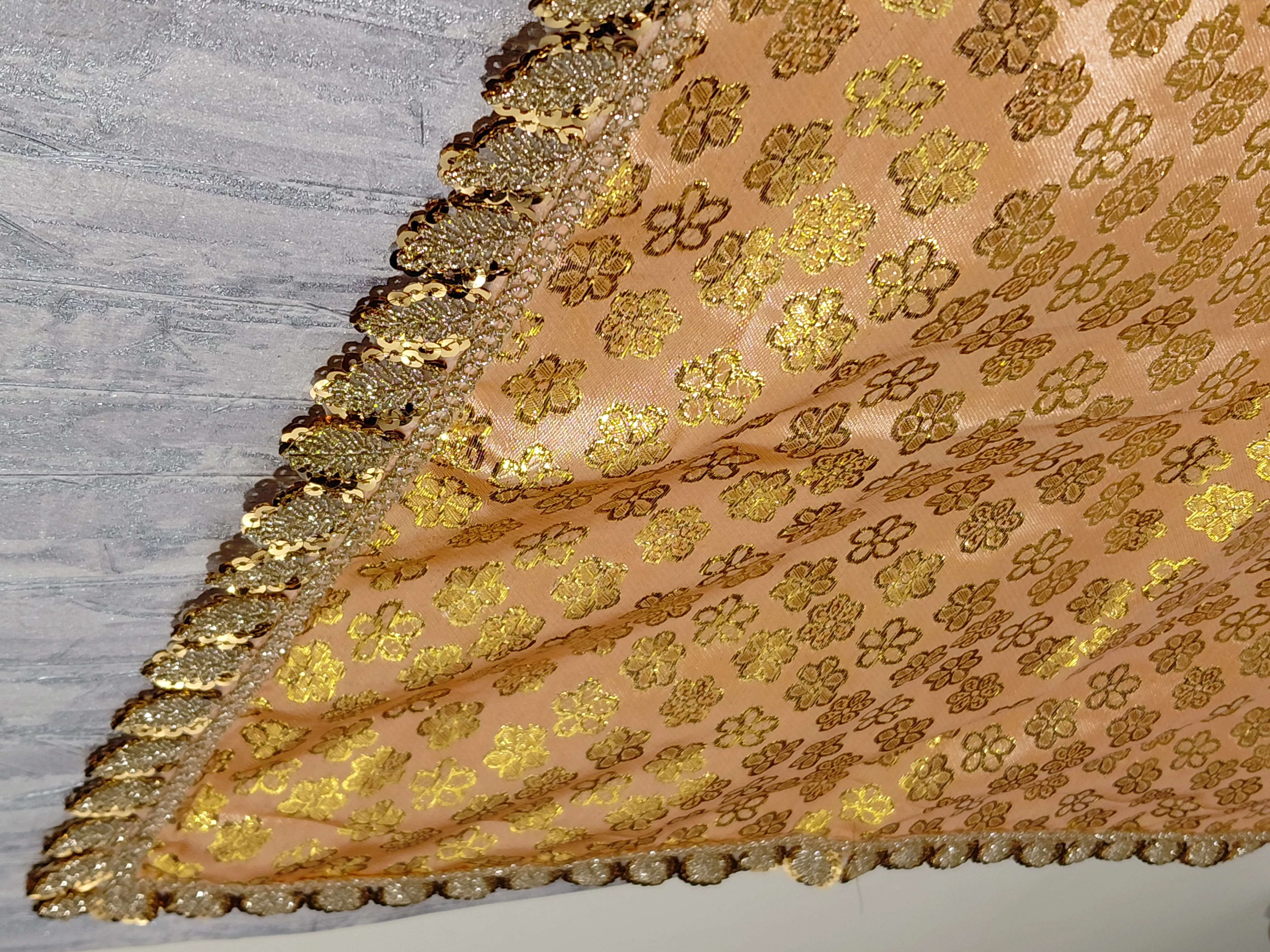 Vrndāvaneśvarī Kusuma Vilāsa Vastram – Premium Floral Temple Cloth angle 6