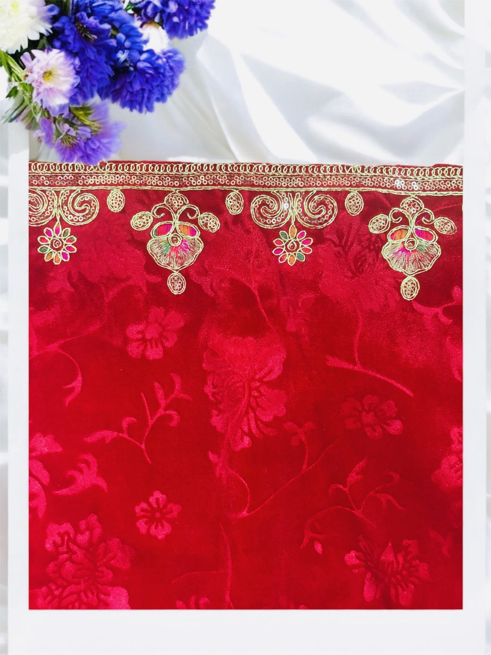 Red Temple / Altar Cloth ( Mandir Aasan ) thumbnail 2