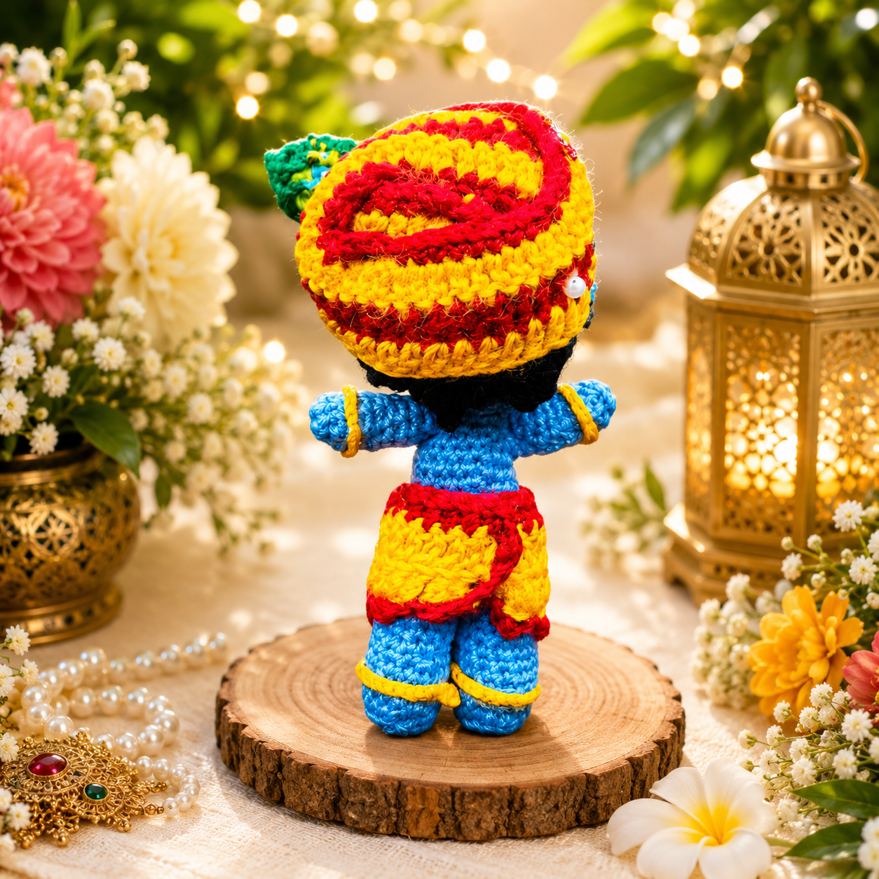 Handmade 8 Inch Shri Radha Krishna Crochet Figurines thumbnail 5