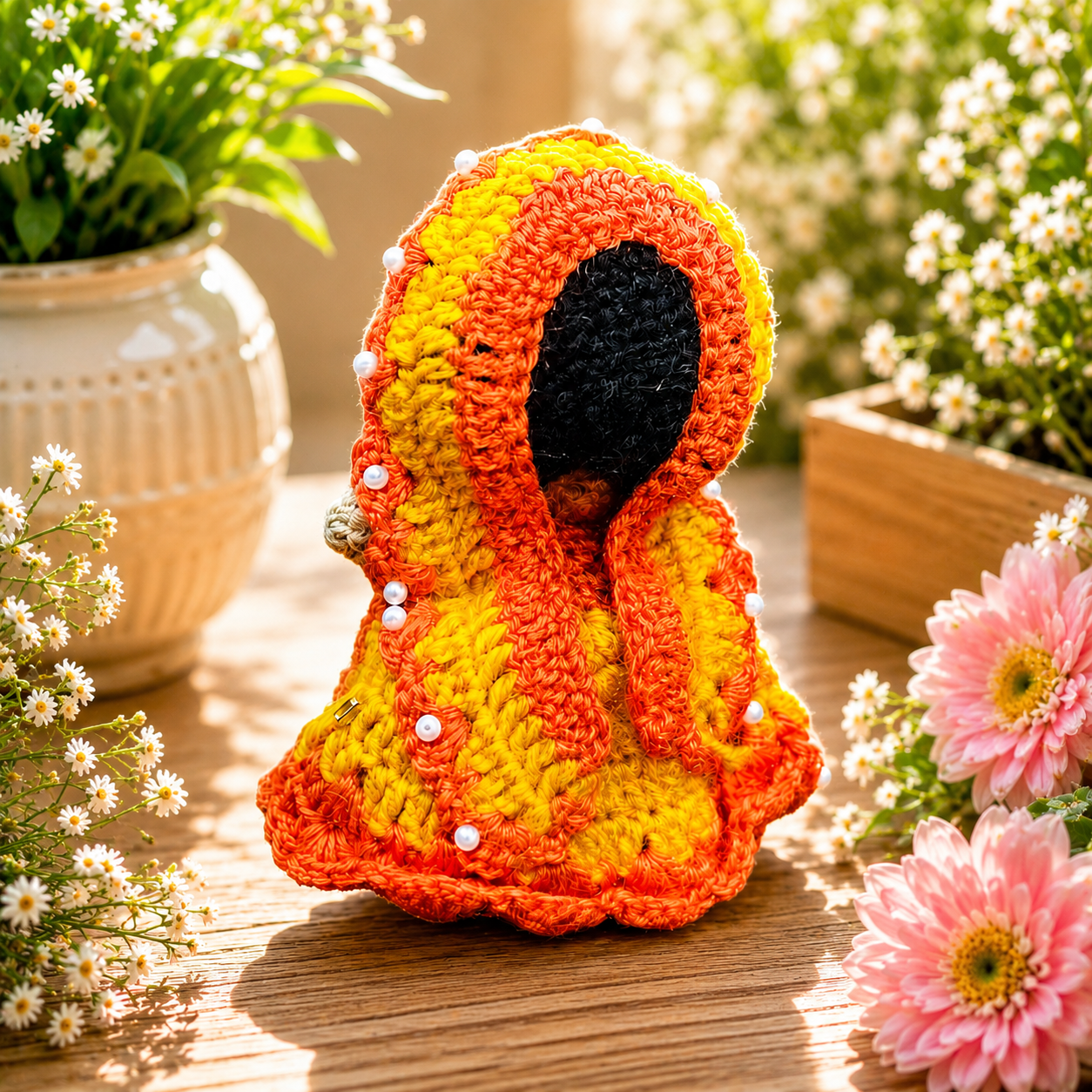 Handmade 8 Inch Shri Radha Krishna Crochet Figurines thumbnail 3