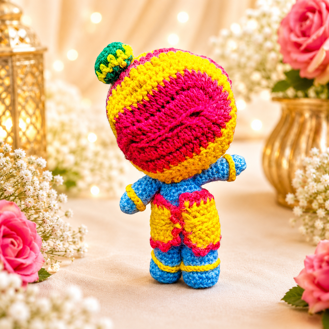Handmade 8 Inch Shri Radha Krishna Crochet Figurines thumbnail 15