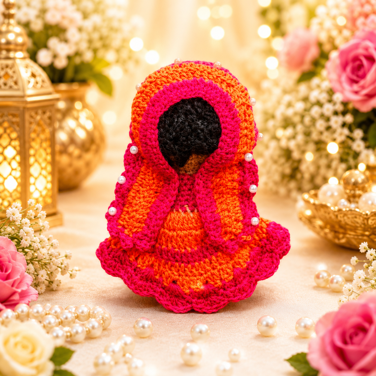 Handmade 8 Inch Shri Radha Krishna Crochet Figurines thumbnail 13