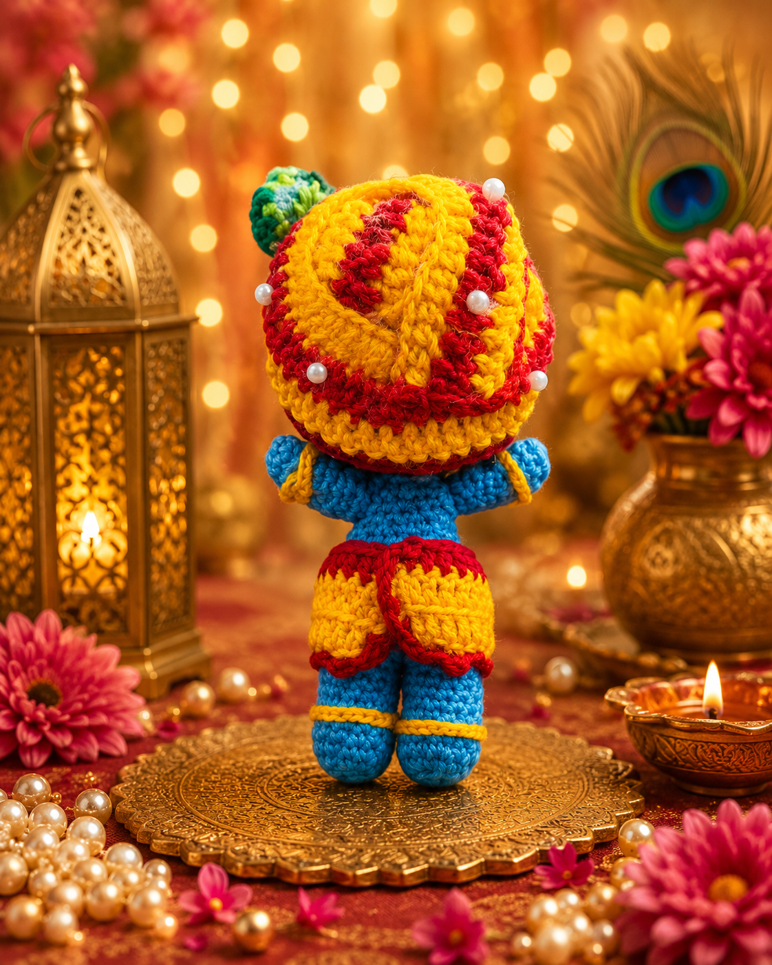 Handmade 8 Inch Shri Radha Krishna Crochet Figurines thumbnail 10