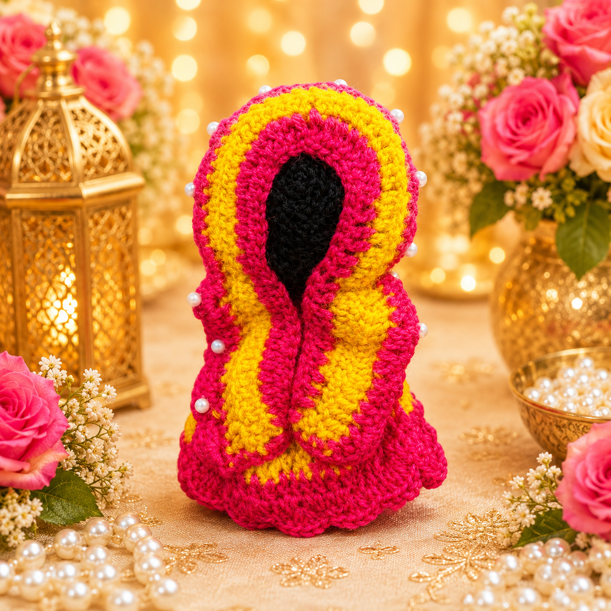 Handmade 8 Inch Shri Radha Krishna Crochet Figurines thumbnail 8