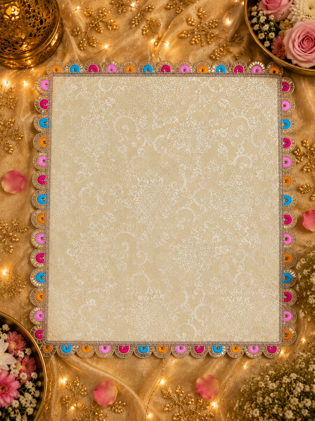 Śrī Kishori Kusuma Vastram – Premium Peach Floral Temple Cloth thumbnail 5