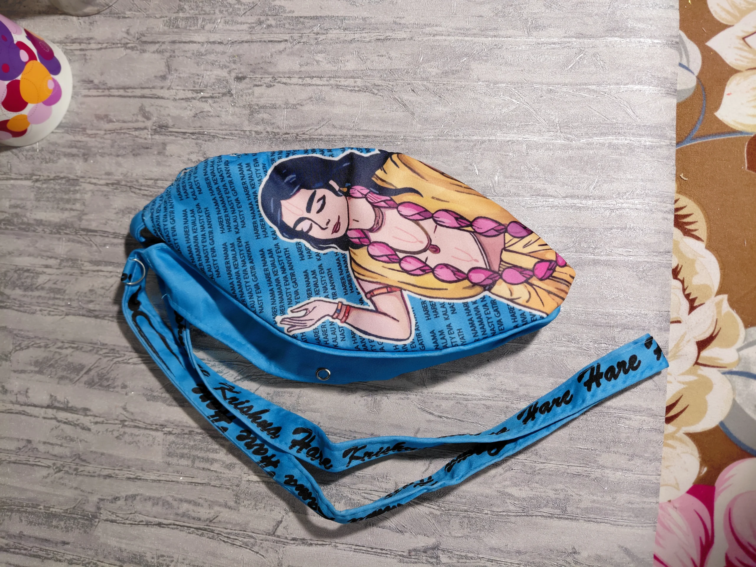 Krishna Chaitanya Cerulean Japa / Chanting Bag angle 7